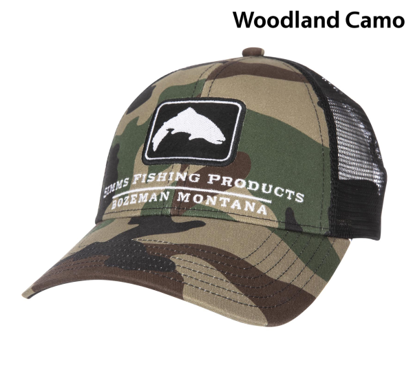 Simms Trout Icon Trucker Hat Woodland Camo Simms Trout Icon Trucker Hat Woodland Camo